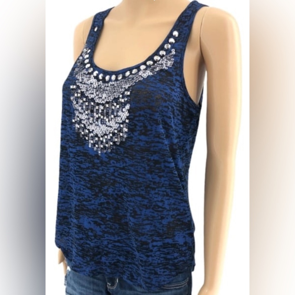 Vanity Women’s Purple Abstract Halter Neck Sleeveless Dressy Top Size Medium